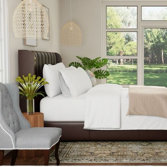 Color Sense 1200-Thread-Count Cotton Blend 6-Piece Sheet King Set Color White